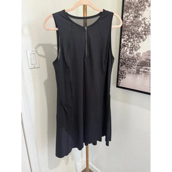 Athleta Womens XL Black Quarter Zip Sleeveless Mesh Back Athletic Tennis Dress - Picture 1 of 4